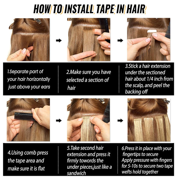 Tape-in Premium Human Hair Natural Color Deep Wave - 20Pcs/Pack
