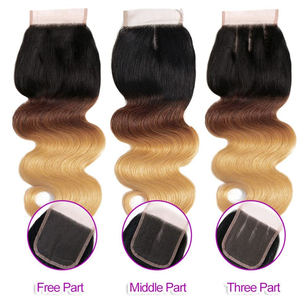4X4 Lace Closure Body Wave Ombre (1B427) 100% Human Hair Closure