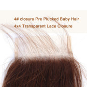 4X4 Lace Closure Body Wave Medium Brown(#4) Color 100% Human Hair Closure
