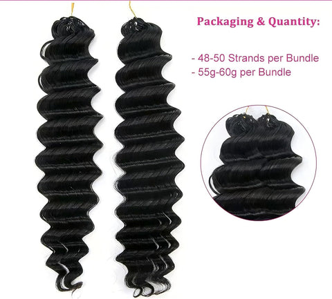 Deep Wave Knotless Pre-Separated Crochet Hair Extensions Feather Hair Extensions Deep Curly Feather Line Hair Extension 100% Human Hair Natural Color