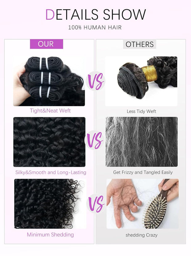 Double Drawn Bermese Curly Full End Unprocessed 100% Human Hair Natural Color