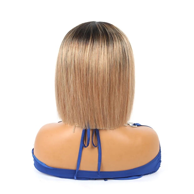 1B/27 Black to Blonde Ombre Straight Short Bob Wigs Human Hair None Lace Front Wigs 10inch (Copy)