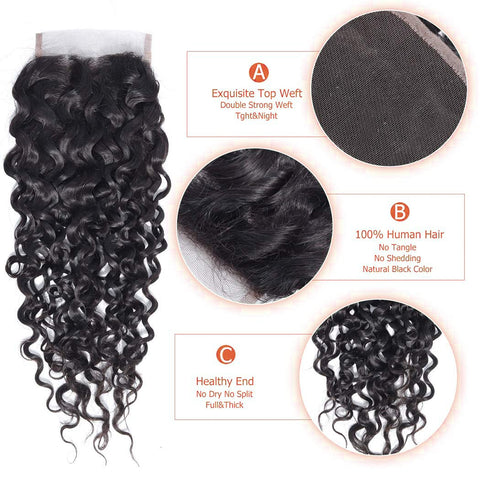 4x4 Lace Transparent Lace Closure Natural Wave Virgin Natural Human Hair