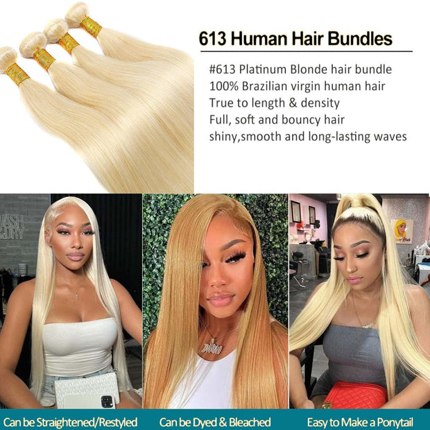 Straight Golden Blonde 613 Human Hair