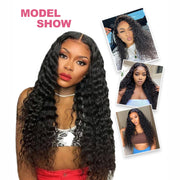 Burmese Curly Human Hair Bundles #1B Natural Color Wavy Mink Hair and 5*5 Transparent Closure For Women