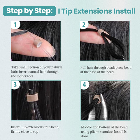 I-tip Premium Hair extensions Natural Black Straight