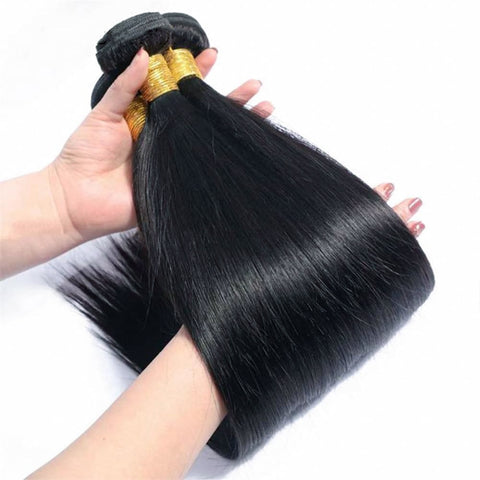 12A Premium Hair Jet Black Color #1 Straight High Quality Full In End Silky Unprocessed  Human Hair Extensions