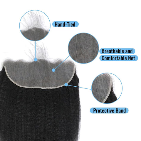 13x6HD Kinky Straight Swiss Lace Frontal Unprocessed Mink Virgin Human Hair Swiss Lace, Skin-melt Lace, Invisible Lace