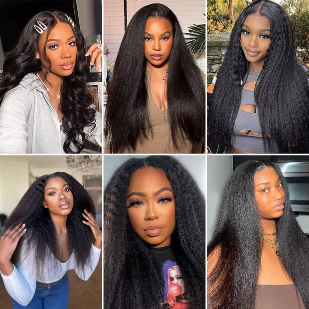 5X5HD Lace Kinky Straight Closure Natural Black 100 Human Mink Hair Swiss Lace / Skin-melt Lace / Invisible Lace