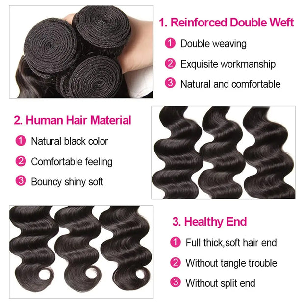 Ustar Basics Color 1B Human Hair Body Wave 1 3 4 Bundles