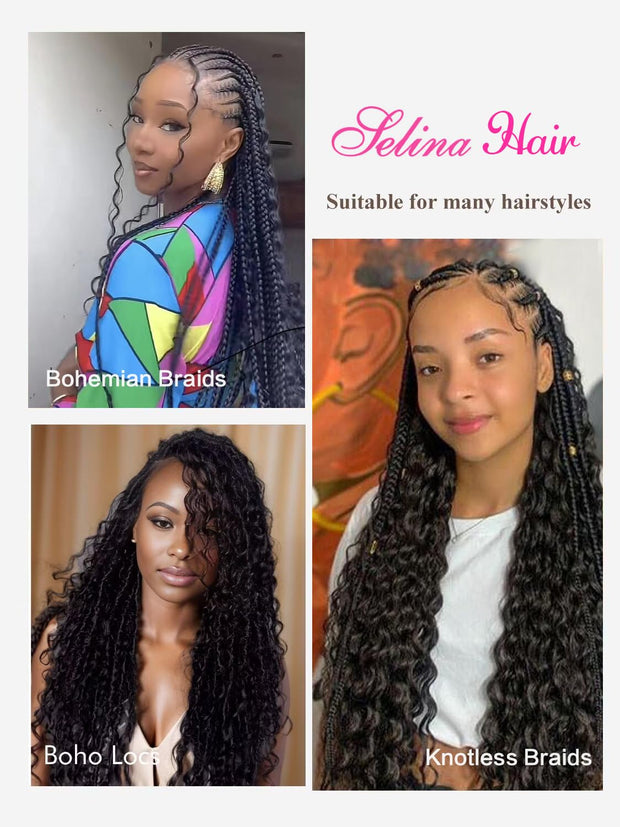 Natural color Human BOHO Braiding Hair Bulk hair Deep Wave Best Quality Mink hair extensions 100g/bundle