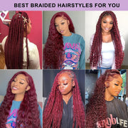 Human Braiding Hair Water Wave 2 bundle 100g Color Burgundy (99J)