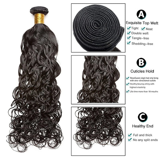 Affordable Hair Water Wave  black 1B color 1 bundle hair extension 100% human Hair