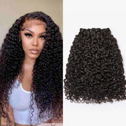 Burmese Curly Human Hair Bundles #1B Natural Color Wavy Mink Hair and 5*5 Transparent Closure For Women