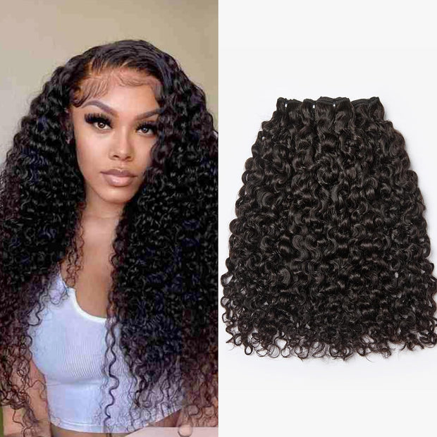 Burmese Curly Human Hair Bundles #1B Natural Color Wavy Mink Hair and 5*5 Transparent Closure For Women