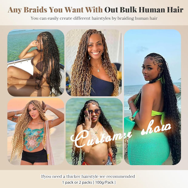 Human Braiding Hair Water Wave 2 bundle 100g Color 4P27