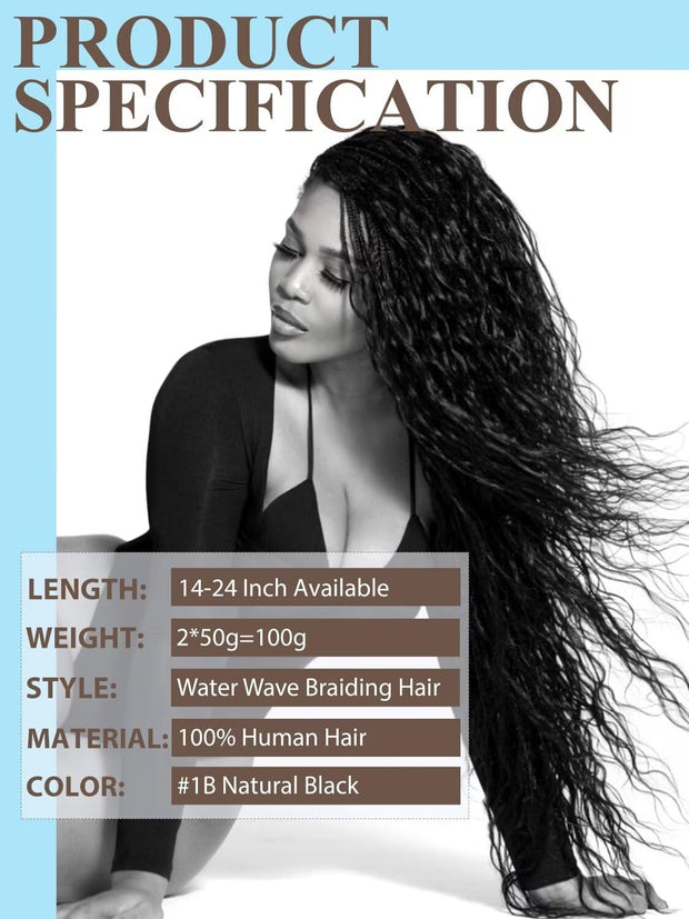 Natural color Human BOHO Braiding Hair Natural Wave Bulk hair Best Quality Mink hair extensions 100g/bundle