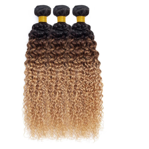 Ombre Black Brown & ash blonde (1B/4/27) Jerry Curl 100% Virgin Hair