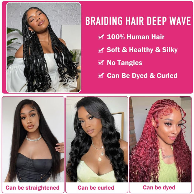 Natural color Human BOHO Braiding Hair Loose Deep Bulk hair Best Quality Mink hair extensions 100g/bundle