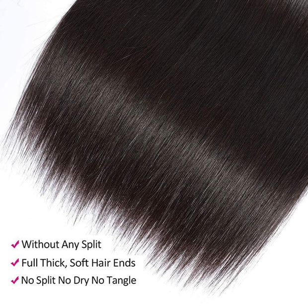 3 Bundle Virgin Human Hair Straight Unprocessed Hair Jet Black Color