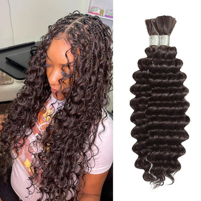 Ustar Basics Color #2 Human Braiding Hair deep Wave Bulk 100 human Mink Hair 100g/bundle 18-22 inch