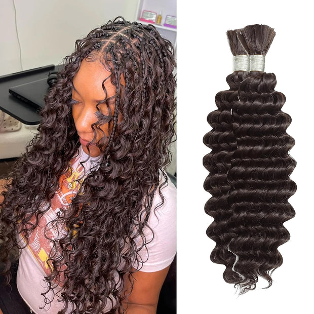 Ustar Basics Color #2 Human Braiding Hair deep Wave Bulk 100 human Mink Hair 100g/bundle 18-22 inch