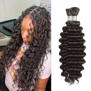 Boho Braiding Hair deep Wave Bulk hair Human  Hair 100g 3.5oz per pack 18-22 inches