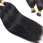 I-tip Premium Hair extensions Natural Black Straight