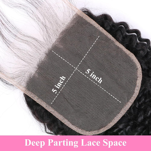 5x5HD Lace Closure Jerry Curl Brazilian Natural Virgin Remy Human Hair