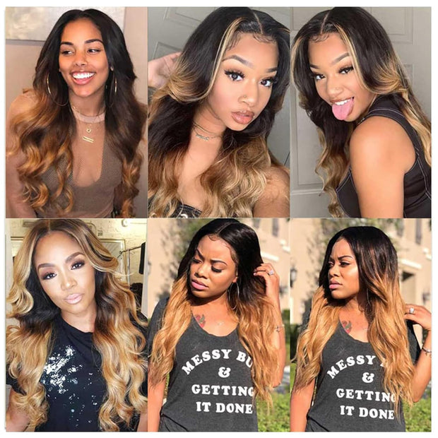 4X4 Lace Closure Body Wave Ombre (1B427) 100% Human Hair Closure