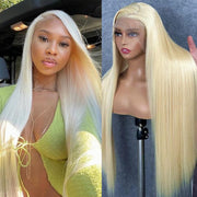 Transparent Lace 13x4 Frontal Wig Color Blonde(613) Straight 100 Human Hair