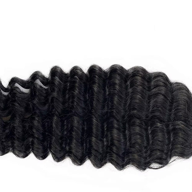 Tape In Hair Extensions Human Hair 50g Deep Wave Black Color With Replacement Tapes 20 Pcs, Remover