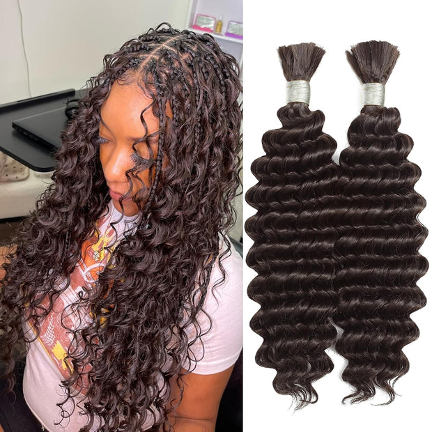 Ustar Basics Human Braiding Hair Bulk 50g/Boudle Deep Wave Color 27#,#2,1B