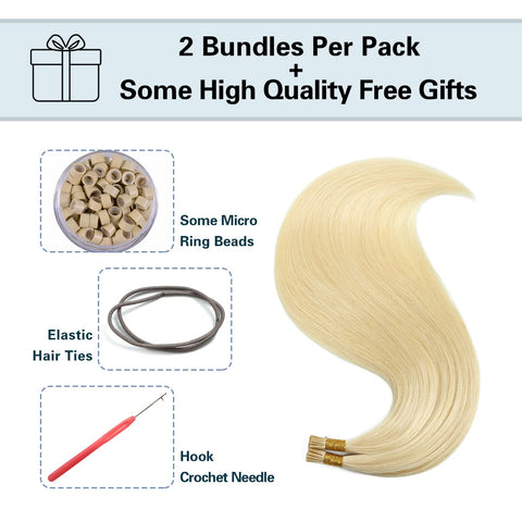 I Tip Premium 613 Blonde Straight Hair Extensions Quality 100 Human Hair