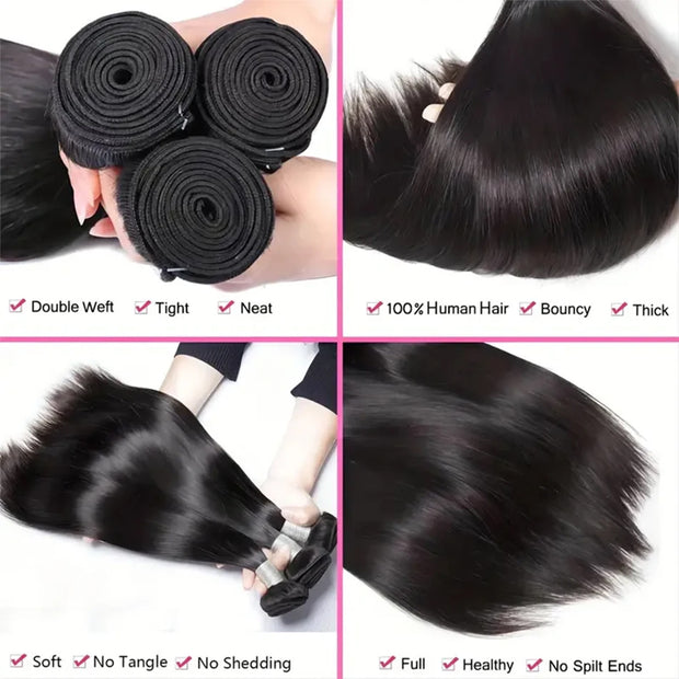 Ustar Basics Color 1B Human Hair Straight 1 3 4 Bundles