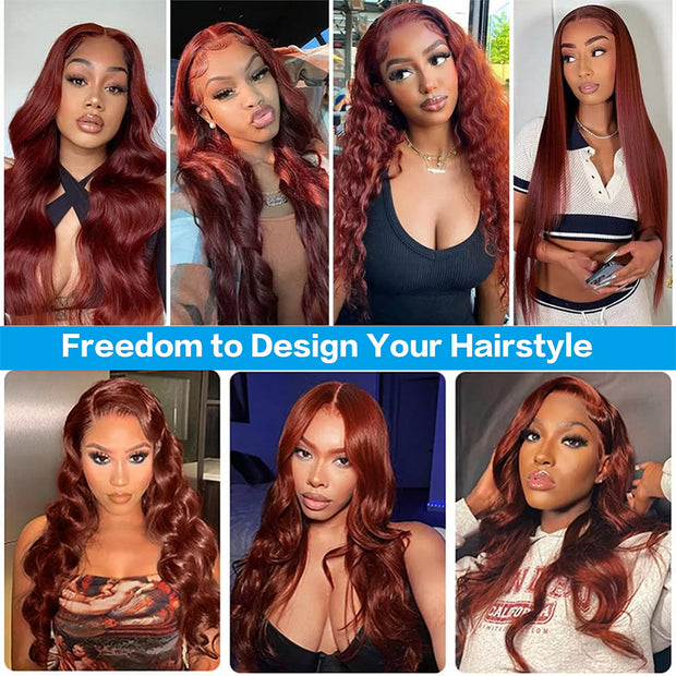 13x4 Lace Reddish Brown Body Wave Wigs #33 Color 200 Density 100 Human Hair Wig