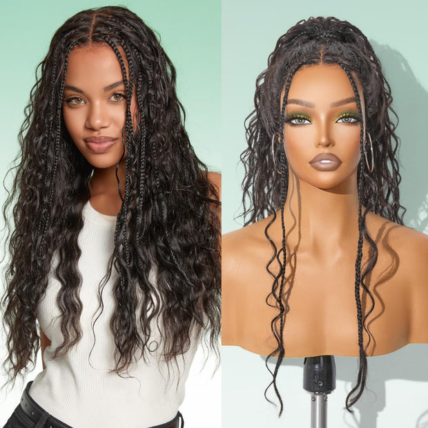 Beyonce Style Silver Grey Braided Wigs 100% Human Hair 24 Inch