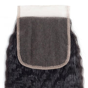 5X5HD Lace Kinky Straight Closure Natural Black 100 Human Mink Hair Swiss Lace / Skin-melt Lace / Invisible Lace