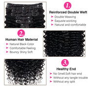 Clip in Mink Hair Extensions 100 Human Hair, 7pcs Natural Black Deep Wave