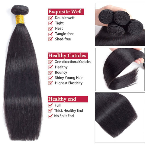 One length Unprocessed Straight RAW Hair Black