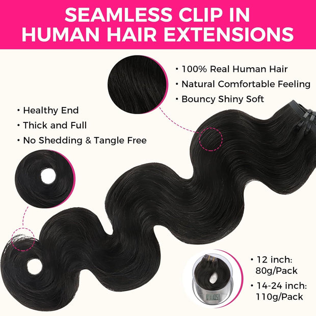 Clip In Premium Hair Extensions Body Wave High Quality 100 Human Hair
