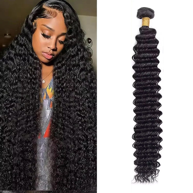Super Long single drawn raw hair Deep Wave 32-40 Inches High Quality 100 Human Hair
