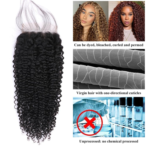 5x5HD Lace Closure Jerry Curl Brazilian Natural Virgin Remy Human Hair