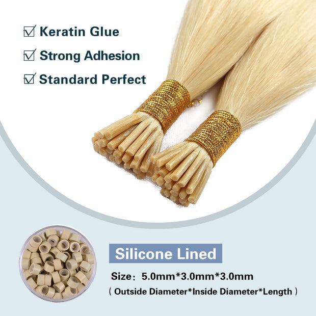I Tip Premium 613 Blonde Straight Hair Extensions Quality 100 Human Hair
