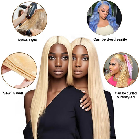 prenuim blonde 613 Hair Straight Unprocessed 100% Human Hair ash Blonde(#613) Color