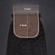 5x5 HD Lace Closure Kinky Straight Virgin Human Hair 3 Bundles