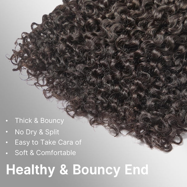 Burmese Curly Human Hair Bundles #1B Natural Color Wavy Mink Hair and 5*5 Transparent Closure For Women