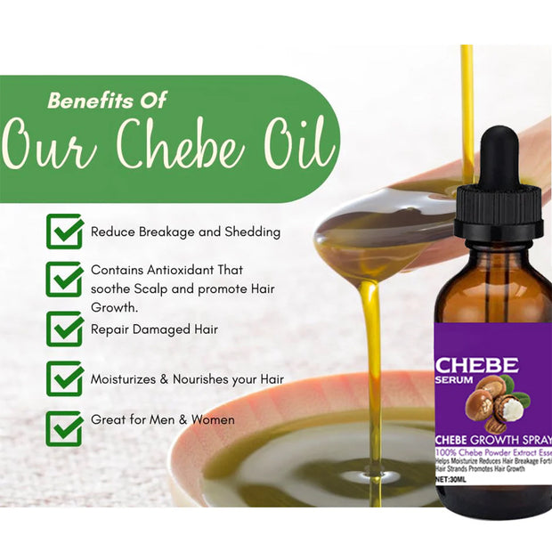Chebe Intense Hair Growth Set Shampoo & Conditioner + Chebe Growth Hair Solution + Scalp Hair Massager