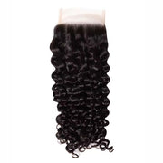 Burmese Curly Human Hair Bundles #1B Natural Color Wavy Mink Hair and 5*5 Transparent Closure For Women