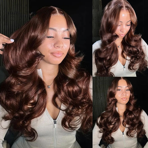 4X4 Lace Closure Body Wave Medium Brown(#4) Color 100% Human Hair Closure